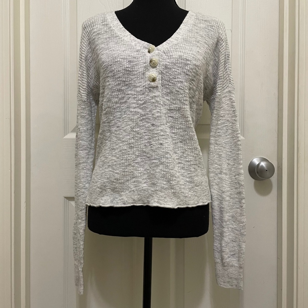Vintage Abercrombie & Fitch V-Neck Henley Knit Top‎ Lightweight Sweater Cotton S